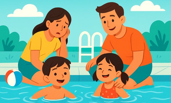 Cartoon illustration: Swimming and Ear Infections