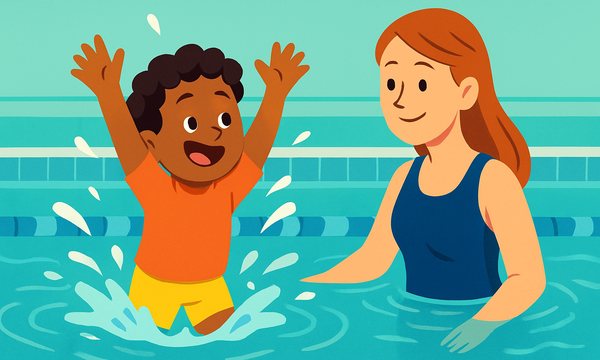 Cartoon illustration: Swim Lessons for Kids With ADHD