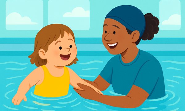 Cartoon illustration: Swimming With Down Syndrome