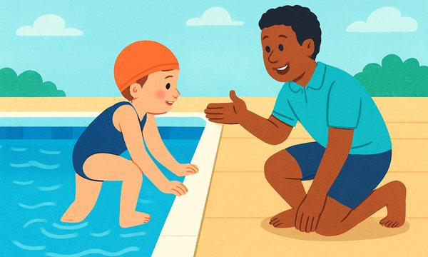 Cartoon illustration: Climb Out of the Pool