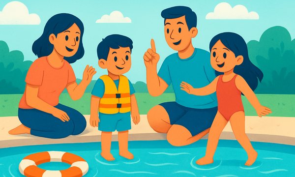 Cartoon illustration: Teaching Children to Respect Water