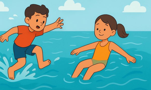 Cartoon illustration: The Two Self-Rescue Skills Every Child Needs to Survive a Fall Into Water