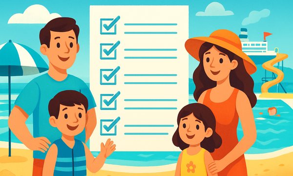 Cartoon illustration: Vacation Water Safety Checklist (Free Printable)