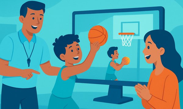 Cartoon illustration: Video Feedback in Youth Sports
