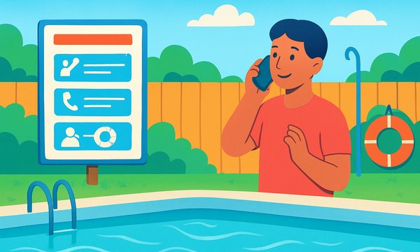 Cartoon illustration: Water Emergency Action Plan for Families