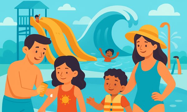 Cartoon illustration: Water Park Safety