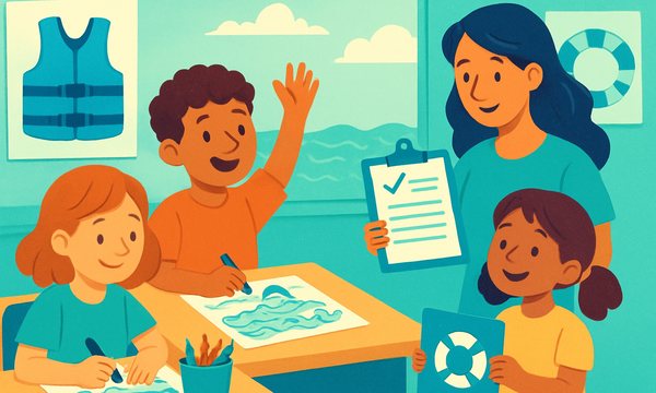 Cartoon illustration: Water Safety Month Activities for Schools and Daycares