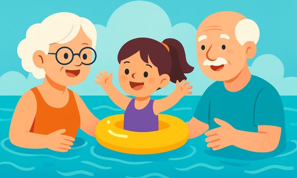Cartoon illustration: Water Safety for Grandparents