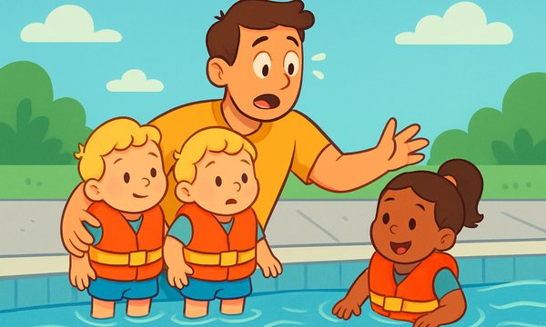 Cartoon illustration: Water Safety With Twins