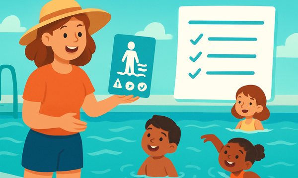 Cartoon illustration: Water Watcher Card (Free Printable) — How to Run Supervised Swim Time