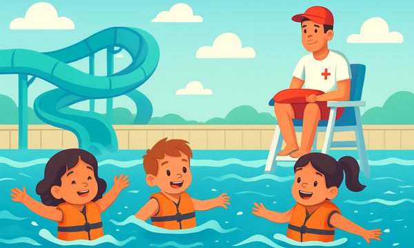 Cartoon illustration: Wave Pool Safety