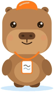 Buoy, a smiling capybara in an orange cap